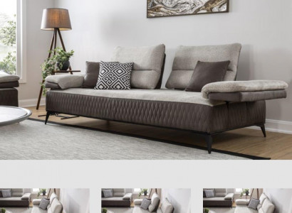 Luxus Dreisitzer Moderne Couch Möbel Grau Couchen Klassische Sofas Stoff Textil